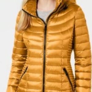Calvin Klein Gold Shine Hooded Puffer Coat Size S